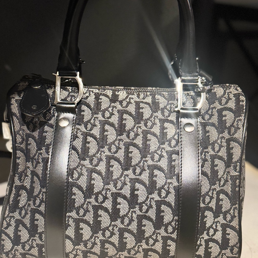 Dior Trotter Handbag Mini Boston D Hardware Canvas black